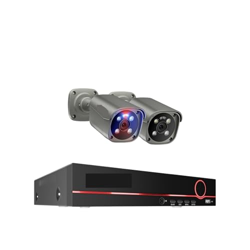 di telecamere 8CH 4K UHD 8MP Kit NVR H.265 PoE Sorveglianza esterna AI Rilevamento umano Conversazione bidirezionale CCTV Set(None,8CH 2 Cameras)