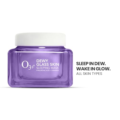 Image of O3+ Dewy Glass Skin Sleeping Mask with 2% Hyaluronic Acid & Ceramides 50gm | Overnight Deep Hydration, Skin Barrier Repair, Radiance Boost, Smooth Texture & Soft Plump Morning Glow | Sleeping face mask