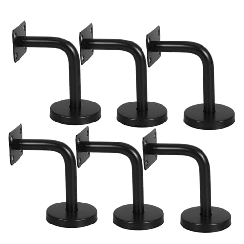 Soporte de pasamanos de acero inoxidable negro para escalera interior pack de 6 piezas de pared