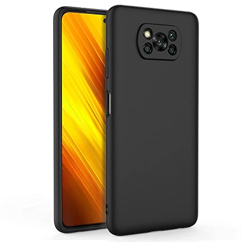 Image of Mobile Back Cover Case for Xiaomi Poco X3 Pro (Silicone Case|CameraProtection|Black SC1510)