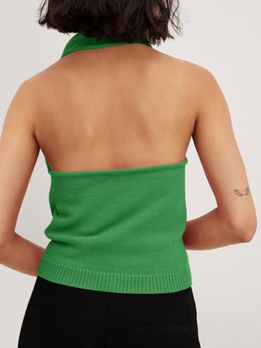 Image of Langwyqu Womens Turtleneck Sweater Vests Sleeveless Knit Halter Tank Tops Sexy Loose Cami Shirts