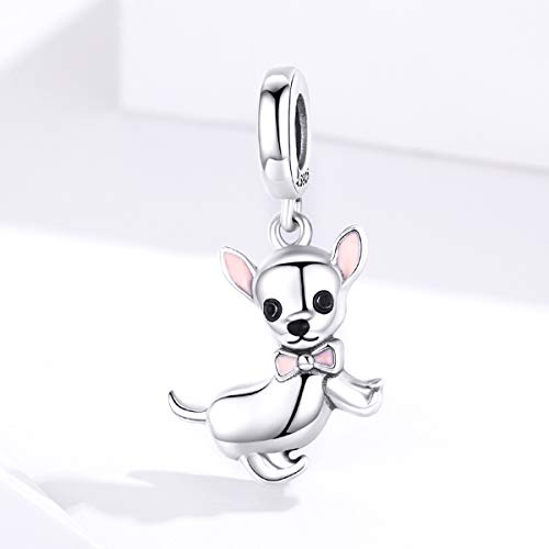NewL cute Chihuahua dog pendant, charm, 925 silver, pink enamel, fashion jewelry, gifts, accessories for girls