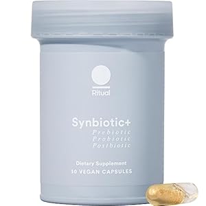 Ritual Synbiotic+ Prebiotic, Probiotic, Postbiotic, 3-in-1 Formula for Gut and Digestive Health, Regularity, Bloat, Immune Support, Vegan Delayed-Released Capsule, Probiotics for Women and Men, 30 Day