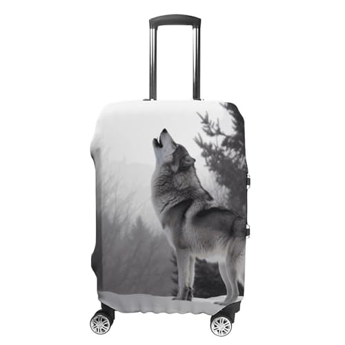 Howling Wolf Printed Luggage Cover Protector, Fits 18-32 Inch Luggage
