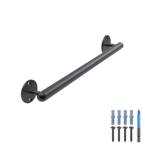 Dolibest Pasamanos de metal de 19 pulgadas para montaje en pared, pasamanos de escalera, asidero de seguridad antideslizante, asidero de escalera sin barreras, redondo de 1,3 pulgadas