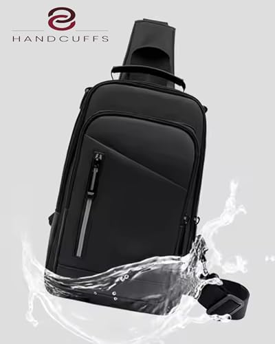 Image of Handcuffs Unisex Crossbody Sling Bag Waterproof Polyester Slim Chest Backpack Men's Shoulder Bag Leisure Travel Handbag Hard Shell Anti-Theft Chest Bag
