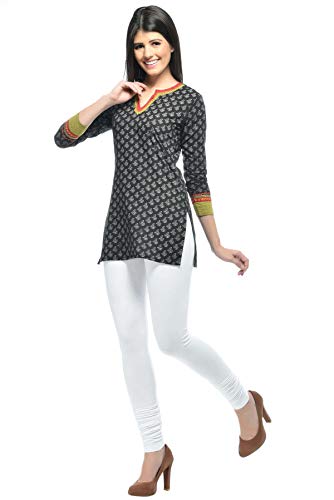 Image of Frenchtrendz Women's Cotton Spandex Stretchable Mid Rise Slim Fit Churidar Leggings Pull On