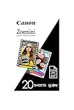 Canon Zoemini Zink - Hojas de Papel Fotográfico (20 Hojas, Compatible con Canon Zoemini), Blanco