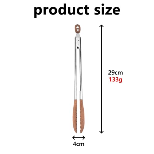 9 Inch Wooden Tongs for Cooking, Ideal Wooden Toaster Tongs for BBQ, Salad, Bread and Pickles, Made of Wood and Stainless Steel, Heat Resistant, Perfect for Serving and Grilling - Image 3