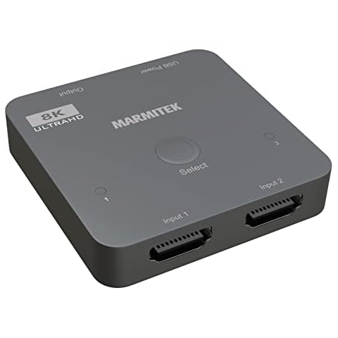 title HDMI 2.1 Switch - Marmitek AS28 - 8K HDMI switch - 4K 120Hz - HDR - 2 in / 1 out - HDMI Switch 4K120 - ALLM - VRR - QFT - QMS 48Gbps - Dolby Digital - HDCP 2.3/2.2/1.4 - Automatic Switching Cover