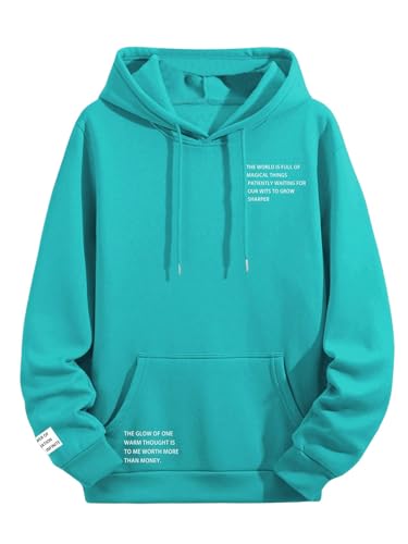 Floerns Men's Letter Print Hoodie Sweatshirts Long Sleeve Drop Shoulder Pullover Top