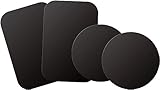 Mount Metal Plate with Adhesive for Magnetic Cradle-Less Mount by WixGear - X4 Pack 2 Rectangle and 2 Round (Compatible with Magnetic mounts) (Black)