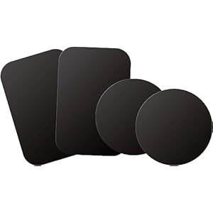 WixGear Soporte de placa de metal con adhesive para monturas magnéticas sin soporte, paquete de 4: 2 rectangulares y 2 circulares (Compatible con monturas magnéticas) (Negro)