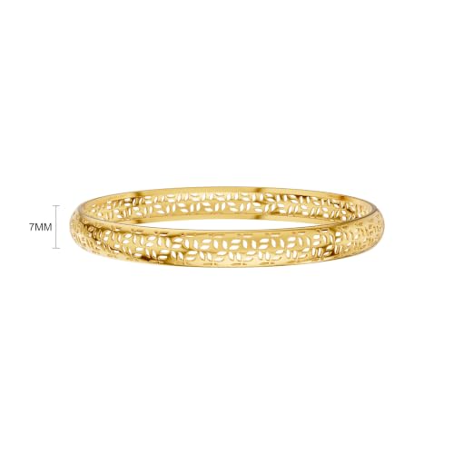 Image of KISNA 9KT Florie Gold Bangle For Women | BIS Hallmarked Yellow Gold Bangle | Lightweight Daily Wear Gold Jewellery | Gift for Wife, Mother & Sister | S 2.4 Anna