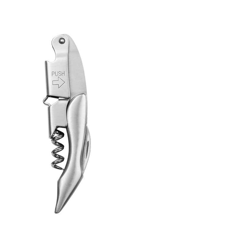 Flügelkorkenzieher-Flaschenöffner, Flaschenkorkenzieher und Dosenöffner aus Edelstahl mit Stahl- Holzgriffen(Steel Sharp Head)