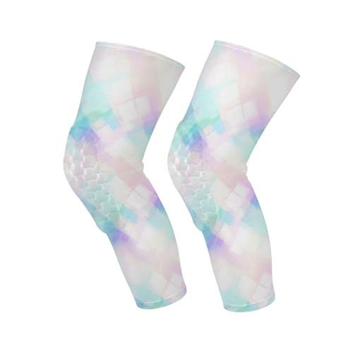 JUNZAN Coloful Tie Dyed Basketball Knee Pads for Youth Kids Wrestling Knee Pads with Sleeves Sport Kneepads for Volleyball Football