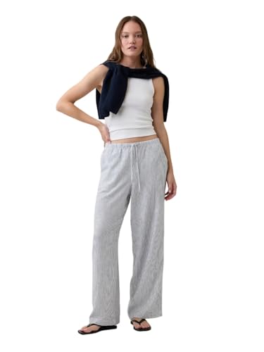 Image of Gap Womens Wide Leg Linen Pull on Pant