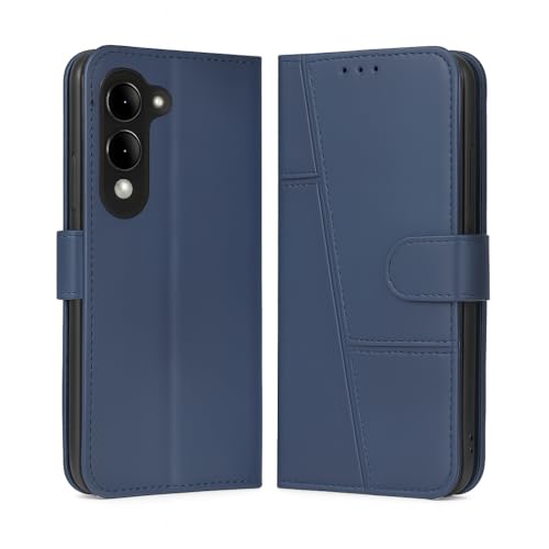 Image of for Vivo T4 Lite 5G / iQOO Z10 Lite 5G / Vivo Y19 5G / Vivo Y19e Flip Cover Leather Finish | Inside TPU with Card Pockets | Wallet Stand | Complete Protection Flip Case Blue