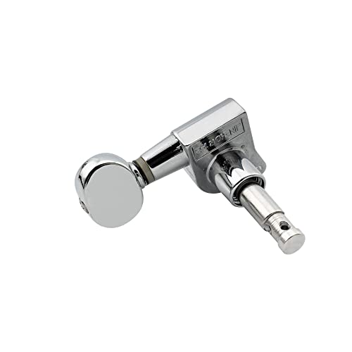 Wilkinson 6-In-Line E-Z-Lok Mini Oval Button Guitar Tuners Machine Heads Tuning Pegs Keys Set For Fender Strat/Tele Electric Guitar, Chrome #TOP5