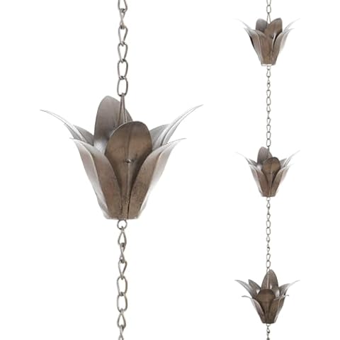 DUSVALLY 94.5 Inch Metal Flower Rain Chain Cover