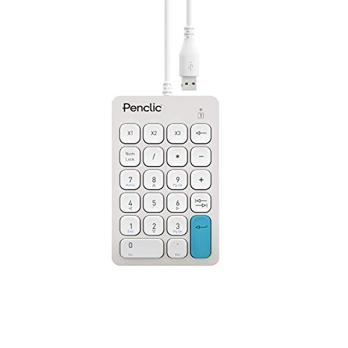 Penclic N3 Office Numeric Keypad - Fully-Programmable 22-Key Numpad with Macro Keys for PC or Mac. Faster Data Entry, ControlPad, Affordable Stream Deck. USB Connection.