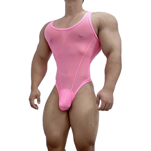 JOCKMAIL Men’s Sheer Mesh Bodysuit Sexy One-Piece Thong Underwear See-Through Breathable Transparent Tank4