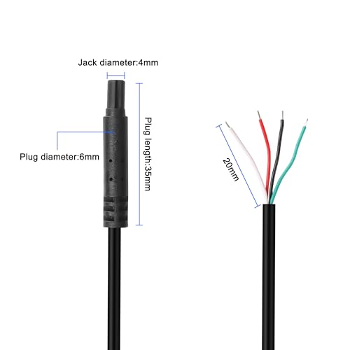 Image of MEIRIYFA 4 Pin Dash Cam Cable Rear Camera Pigtail Cable,4 Pin Female Bare Wire Rear View Backup Camera Extension Cord,2 Pack Dash Cam Rearview Mirror Cable for Pick-up Trucks,Trailer,RV,SUV,Bus -6.5FT