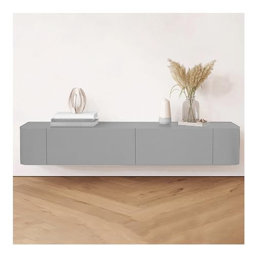 Console multimédia murale grise de 120 cm pour créer un coin cinéma moderne