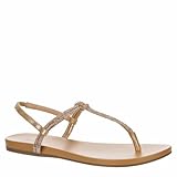 XAPPEAL Kali - Women's Open Toe Rhinestone T-Strap Slingback Flat Sandals Bronze, Size 9.0 Medium Width