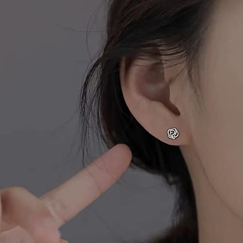 Sterling Silver Small Earrings For Women Girls Mini Earrings Piercing For Women Girls Tiny Stud Earrings (Rose) #TOP7