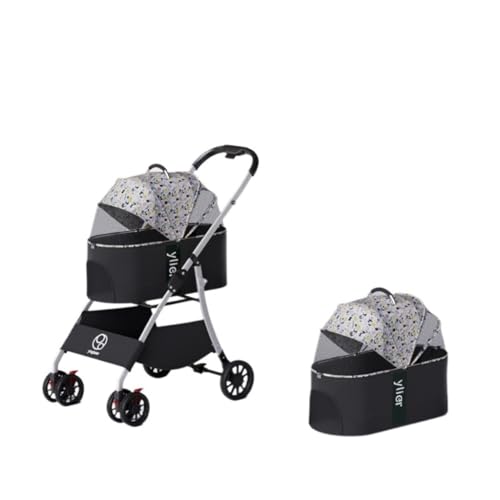 ペット用ベビーカー 小型および中型犬用ペットベビーカー、軽量で折りたたみ可能、屋外旅行用の小型ペットベビーカー 犬 ベビーカー(White)