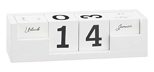 Calendrier de table perpétuel en bois - 5 pièces - Pour la maison, le bureau, la décoration de table - Blanc Cover