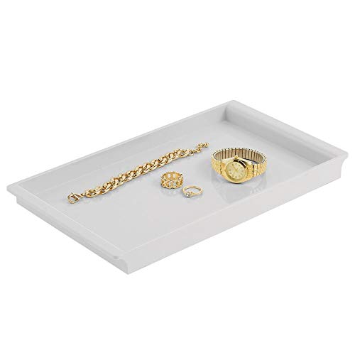 Preisvergleich Produktbild mDesign Kosmetiktablett stilvolle Ablagefläche für Lotionen, Kosmetik, Accessoires usw. Kosmetik Aufbewahrung aus Kunststoff für den Waschtisch im Badezimmer hellgrau