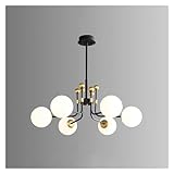 Lustre : les suspensions du lustre globe s'étendent du poteau central et les abat-jour en verre blanc diffusent la lumière pour créer une lueur accueillante, ajoutant un accent rétro et un éclairage suffisant pour la salle à manger, la cuisine, le salon, la chambre ou le hall.