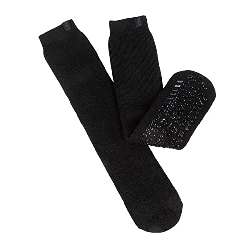 totes® Mens Thermal Origina Slipper Socks, Warm Terry Lined Non Slip Socks with Grip, Recycled Acrylic, TOG 3, Cosy Winter Lounge Socks for Men, Black, One Size