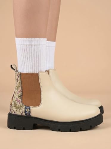 Image of Big Fox Printed Mid Top Chelsea Boots For Woman