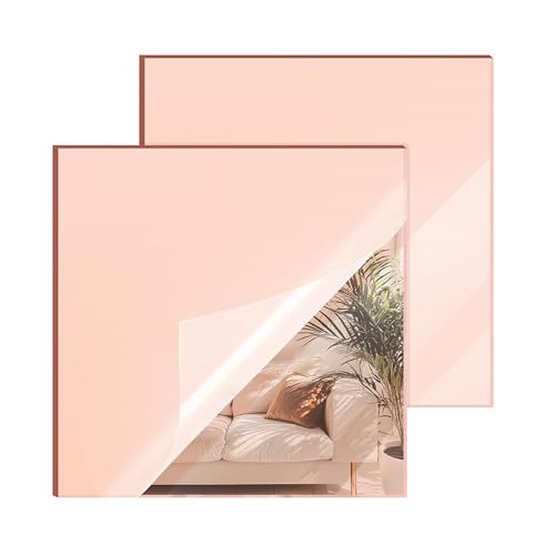 Image of Rose Gold Mirror Acrylic Sheets - 2 Pack, 12x12Inches, 1 /8 Inch Thick, Reflective Mirror Acrylic for Laser Cutting, DIY Crafts, and Home Decorations (30x30cm)