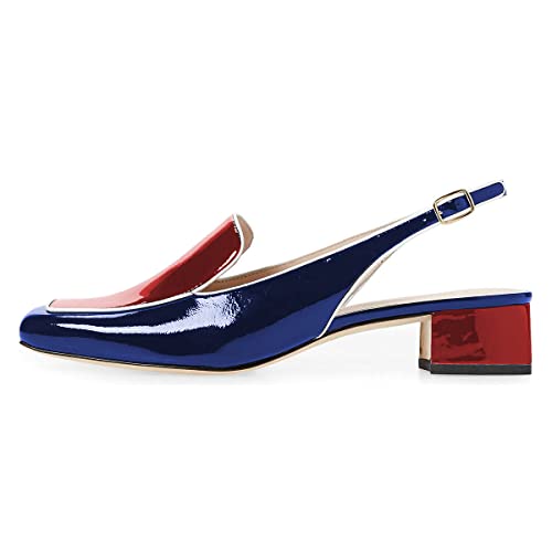 Image of YDN Women Closed Square Toe Block Low Heels Slingback Formal Loafer Dressy Shoes Office Lady Pump Size 4-15 US