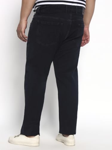 Image of Cotton Comfort Fit Jeans for Men | Full-Length Solid Denim Pants with Button Closure, Embroidered Design, Mid-Rise Casual Trousers for Daily | Classic Jeans for Office Bottoms (DI-249)