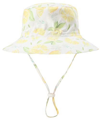 Image of Baby Girl Sun Hat Summer Beach Hats with UPF 50+ Toddler Infant with Wide Brim Strap Outdoor Bucket Hat