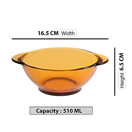 Image of Duralex LYS Amber Bowl with Handles 510 ML 3 Pcs (2005DF /3), Medium