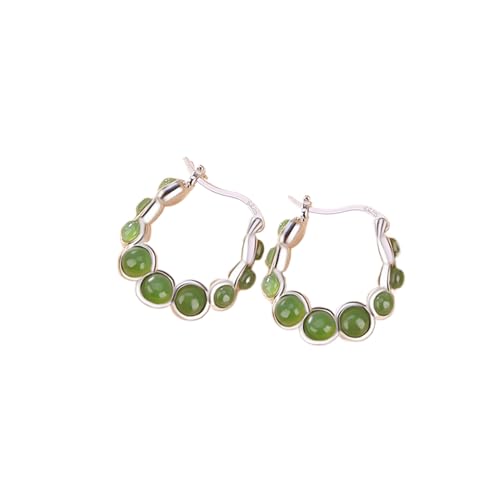 Boucles d'oreilles en Jade Vert Naturel en Argent, le cadeau idéal pour un anniversaire unique