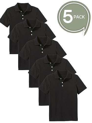 Image of Galaxy by Harvic Polo Shirt for Boys - 5 Pack School Uniform for Boys, Tagless Cotton Blend - Soft Comfortable Everyday Wear