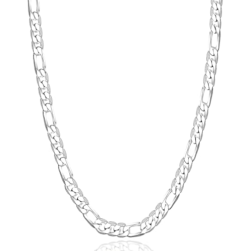 925 Sterling Silver Figaro Chain Necklace 5mm &ndash; Sterling Silver Chain for Men and Women, Durable...