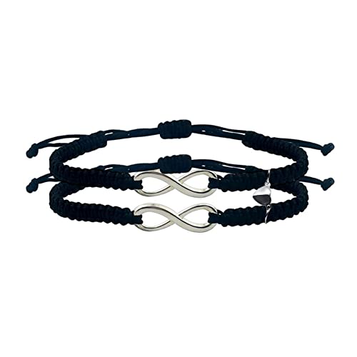 Image of COLORFUL BLING 2Pcs Infinity Distance Couple Braided Handcrafted Luck Bracelet Bangle Adjustable Rope His and Hers Wristband Wrist Jewelry