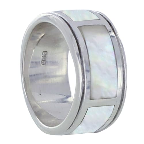 LES POULETTES BIJOUX - Bague Argent 925 Trois Rectangles de Nacre Ivoire - taille 60