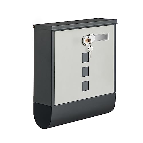 SONGMICS Wandbriefkasten, mit Schloss mit Abdeckung, Sichtfenster, Platz...