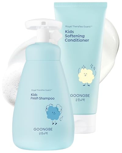 GOONGBE Kids' Korean Silicone-Free Low pH Fresh Shampoo & Conditioner for Sensitive Scalp - Deep Cleansing for Oily Scalps & Softening for Weak, Frizzy Hair - Allergen-Free Scent, 10.1 fl.oz & 6.76 oz