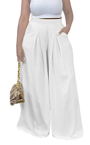 Women's Wide Leg Long Palazzo Pants High Waist Loose Fit Casual Flowy Pants Trousers with Pockets