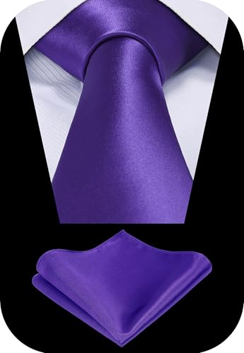Image of TIE G Solid Satin Woven dyed Color Formal Black Necktie and Pocket Square Sets in Gift Box